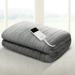 Heated Electric Throw Rug Fleece Sunggle Blanket Washable Silver