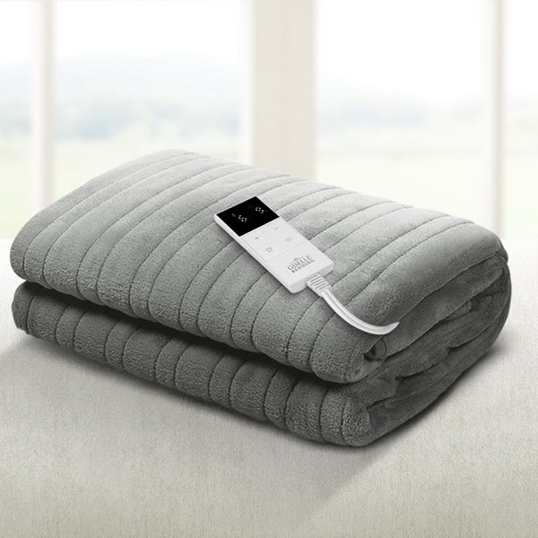  Heated Electric Throw Rug Fleece Sunggle Blanket Washable Silver