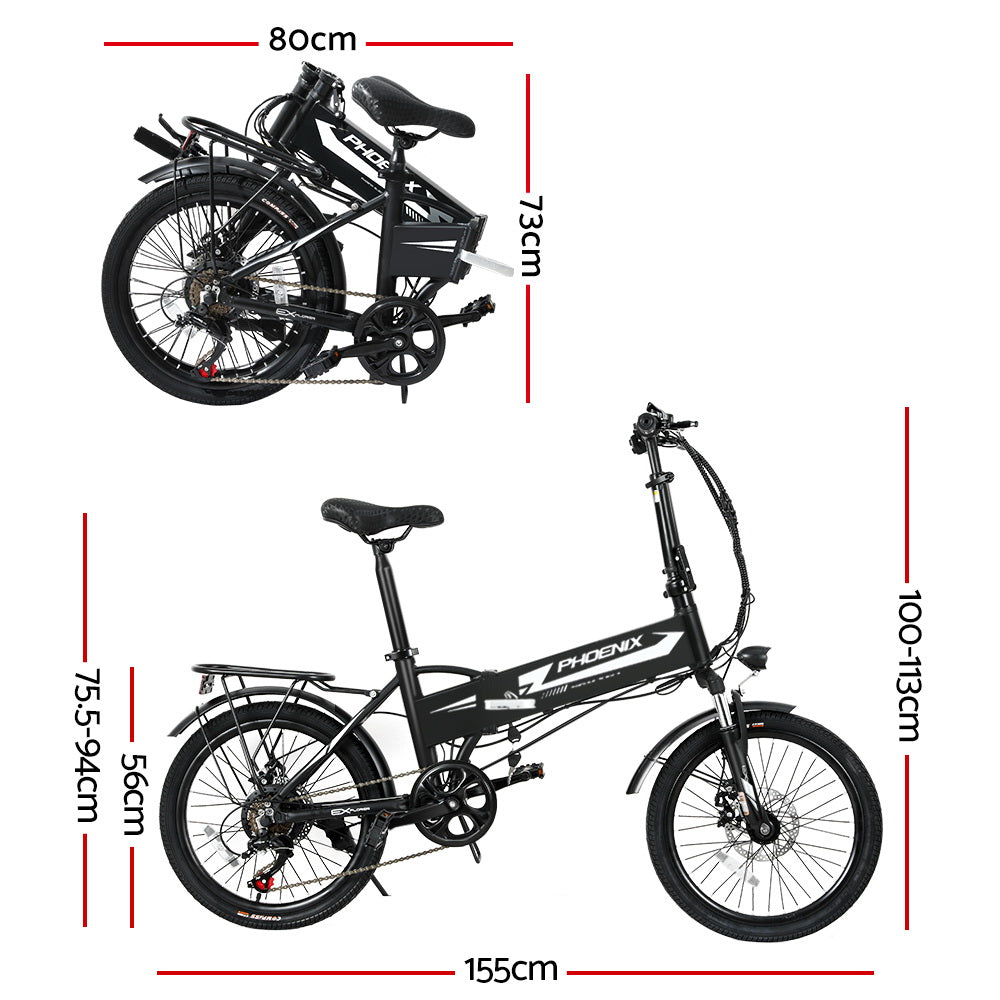 Phoenix 20 Inch Electric Bike Folding Urban Bicycle Ebike Removable Battery
