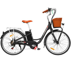 26 Inch Electric Bike Urban Bicycle Ebike Removable Battery Black