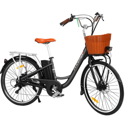 26 Inch Electric Bike Urban Bicycle Ebike Removable Battery Black