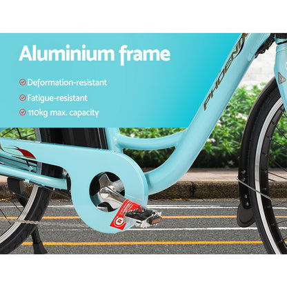 26 Inch Electric Bike Urban Bicycle Ebike Removable Battery Blue