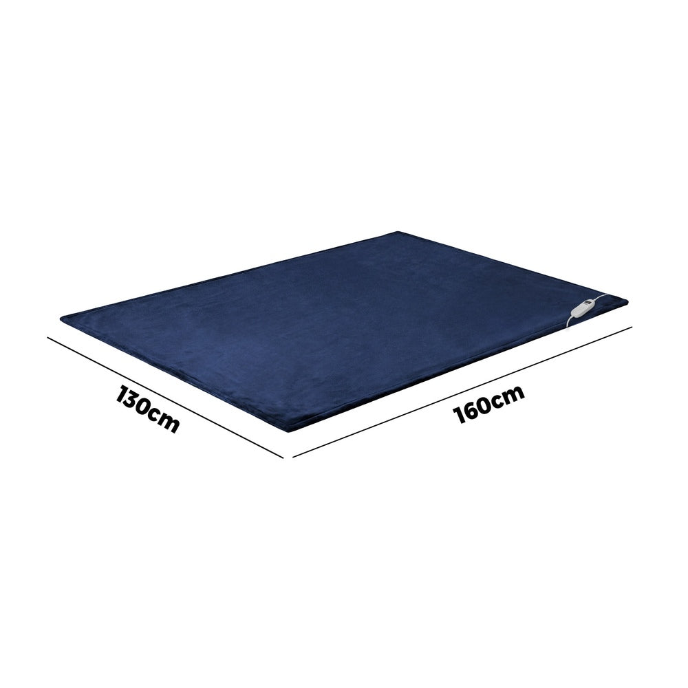 Heated Electric Throw Blanket Bedding Fleece Blue 160x130cm 9-Temp Settings
