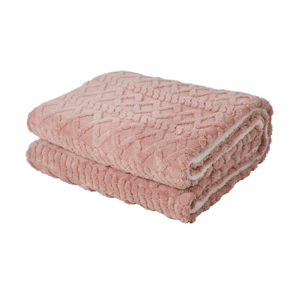 Heated Electric Throw Blanket Bedding Flannel & Sherpa Pink 160x130cm 9-Heat Levels