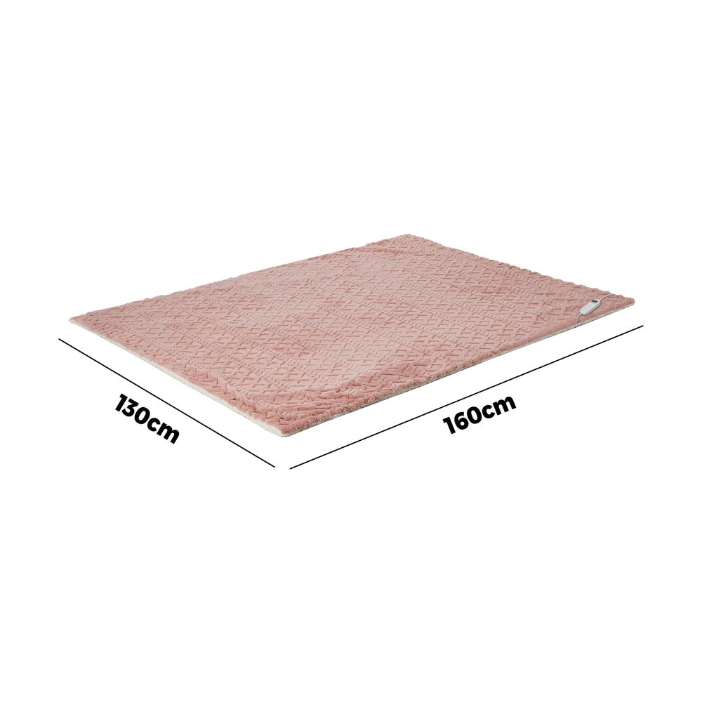 Heated Electric Throw Blanket Bedding Flannel & Sherpa Pink 160x130cm 9-Heat Levels