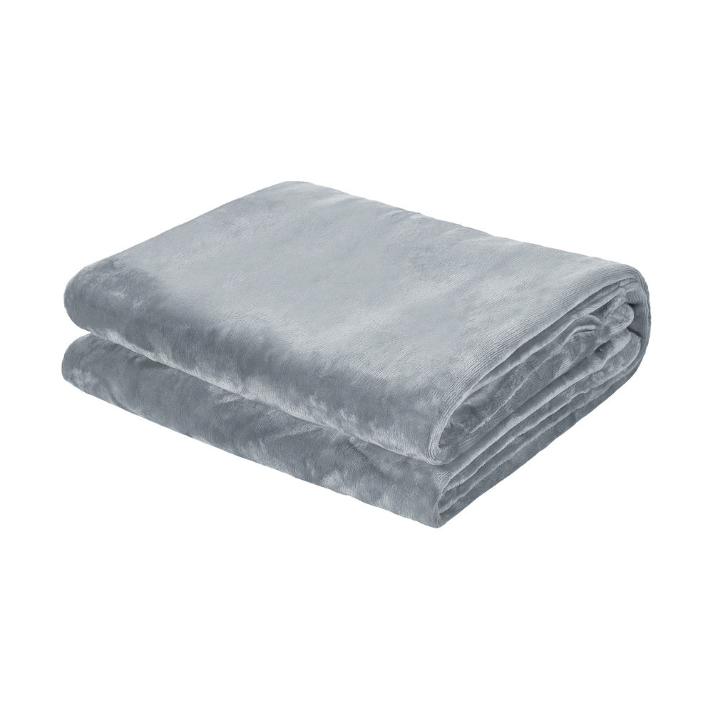 Washable Heated Electric Throw Blanket Bedding Fleece Light Grey 160x130cm
