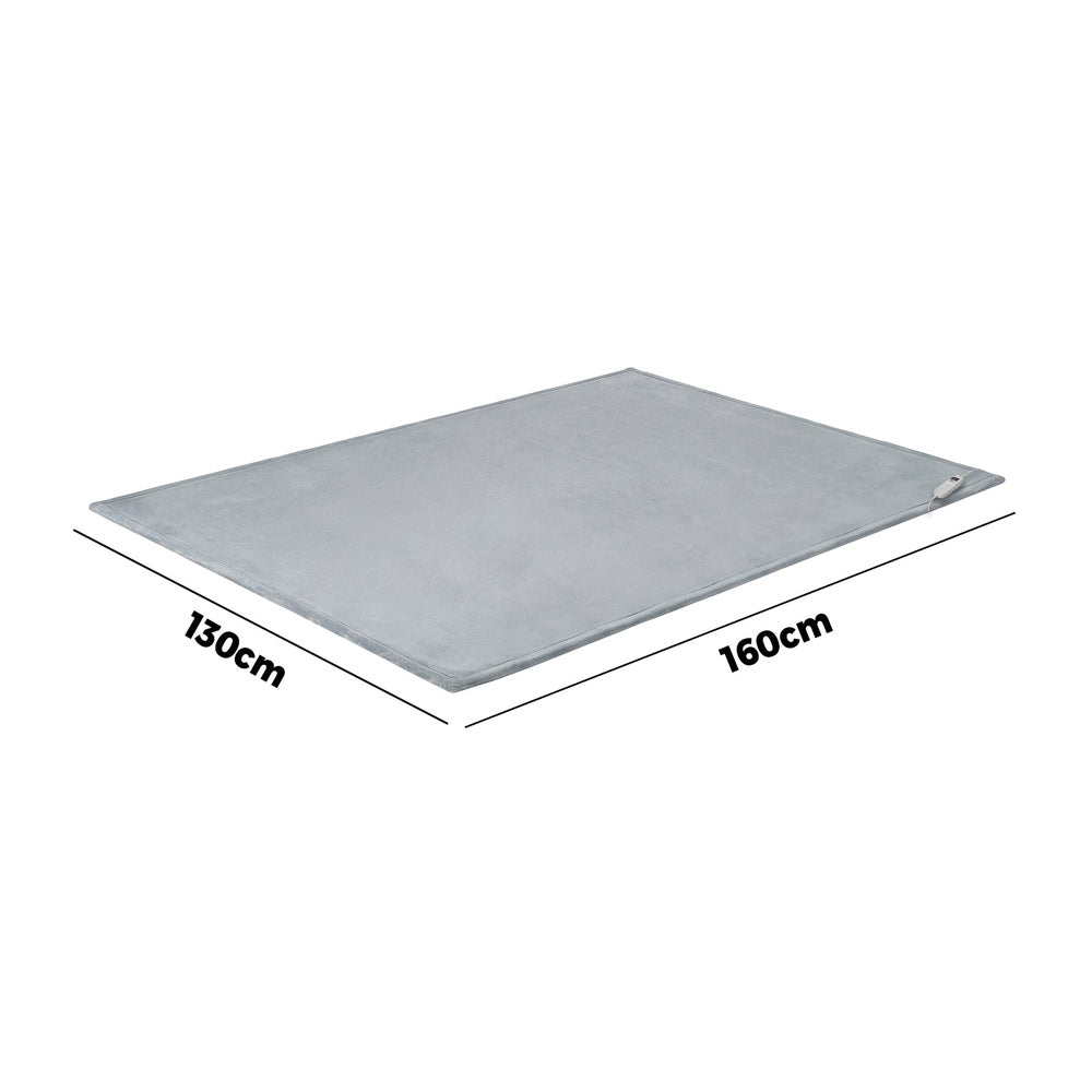 Washable Heated Electric Throw Blanket Bedding Fleece Light Grey 160x130cm