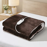 Bedding Electric Throw Heated Blanket Flannel Sherpa Brown 160x130cm