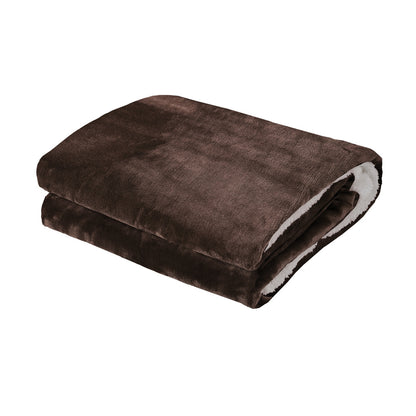 Bedding Electric Throw Heated Blanket Flannel Sherpa Brown 160x130cm