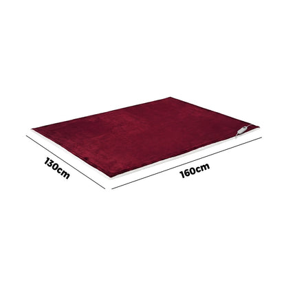 Home Comfort Electric Throw Rug Bedding Collection Dual Fleece Heated Blanket 160x130cm Burgundy
