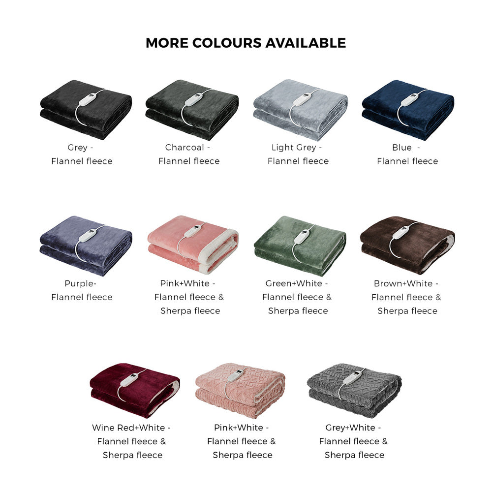 Home Comfort Electric Throw Rug Bedding Collection Dual Fleece Heated Blanket 160x130cm Burgundy