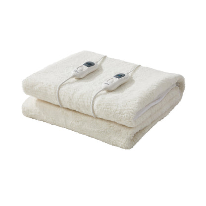Heated Electric Blanket Bedding Collection Fleece Underlay King Single White 3-Temp Timer - 4