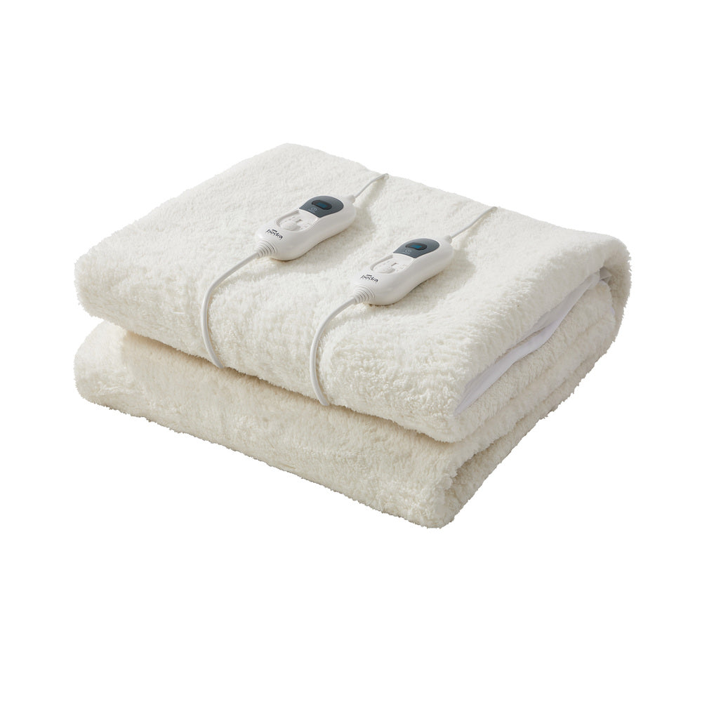 Heated Electric Blanket Bedding Collection Fleece Underlay King Single White 3-Temp Timer - 11