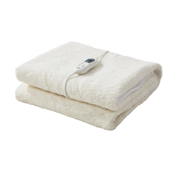  Heated Electric Blanket Bedding Collection Fleece Underlay King Single White 3-Temp Timer