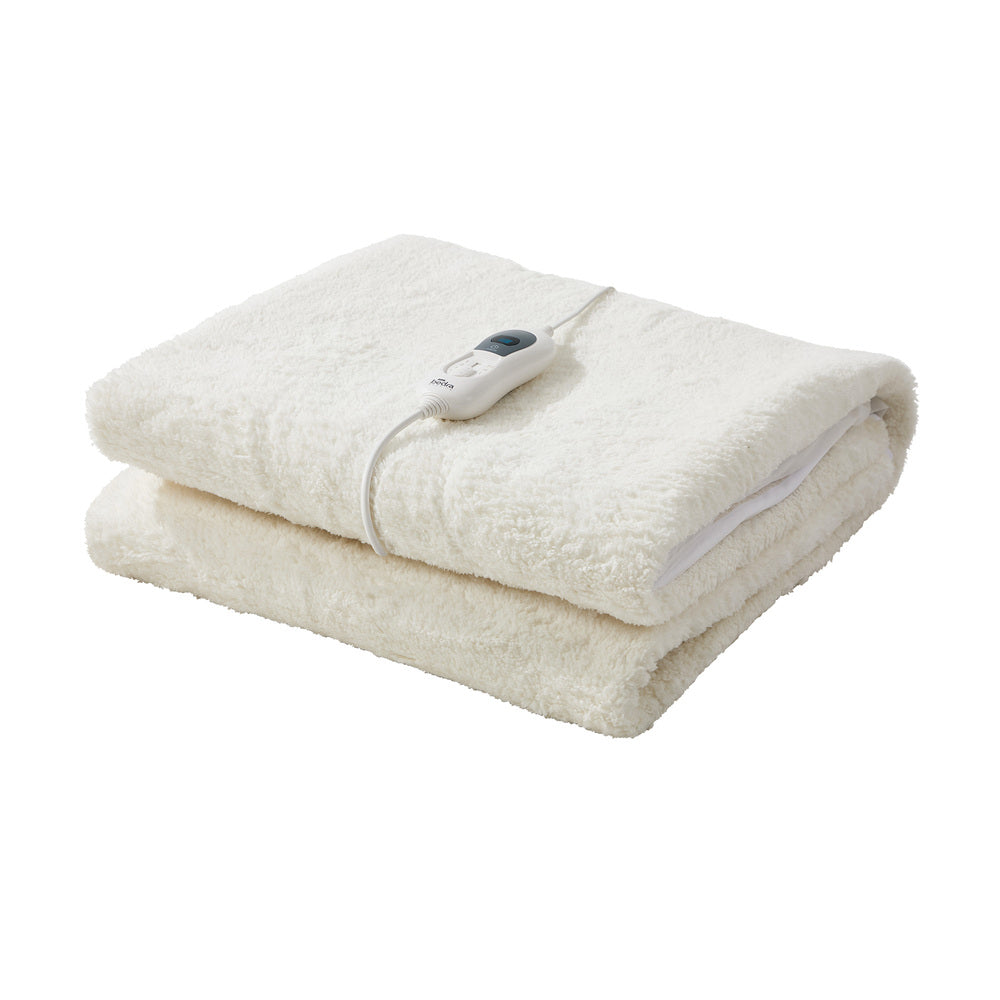Heated Electric Blanket Bedding Collection Fleece Underlay King Single White 3-Temp Timer - 12