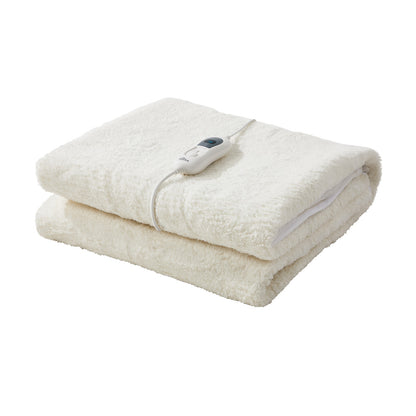 Heated Electric Blanket Bedding Collection Fleece Underlay King Single White 3-Temp Timer - 12