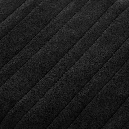 Washable Electric Heated Throw Rug Flannel Fleece Sherpa Black
