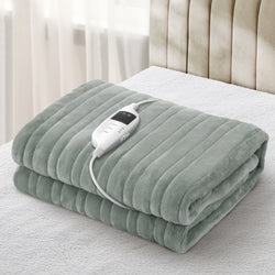 Electric Heated Blanket Washable Throw Rug Sherpa Coral Fleece Navy Beige