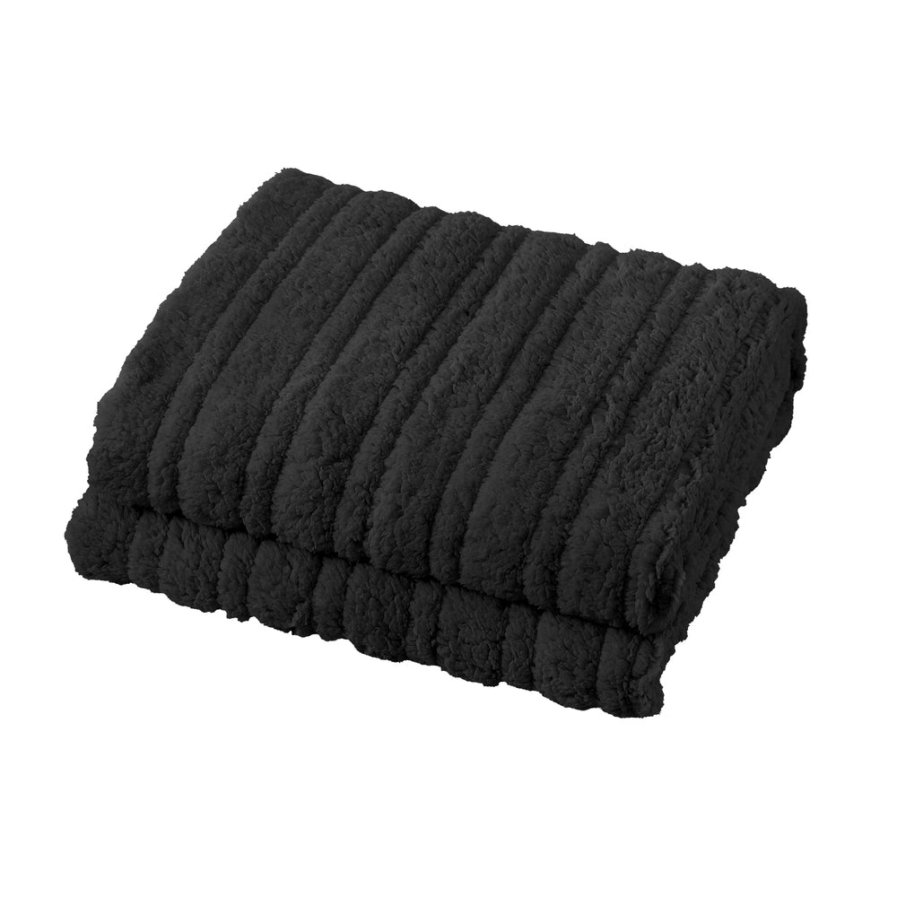 Electric Heated Blanket Washable Throw Rug Sherpa Coral Fleece Charcoal