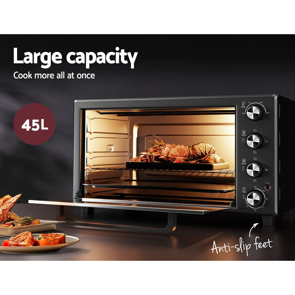 Devanti 48L Convection Oven Electric Fryer Ovens 1800W