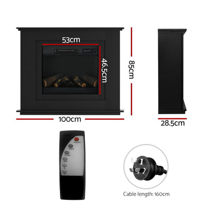 Winter Electric Fireplace Fire Heater 2000W Black
