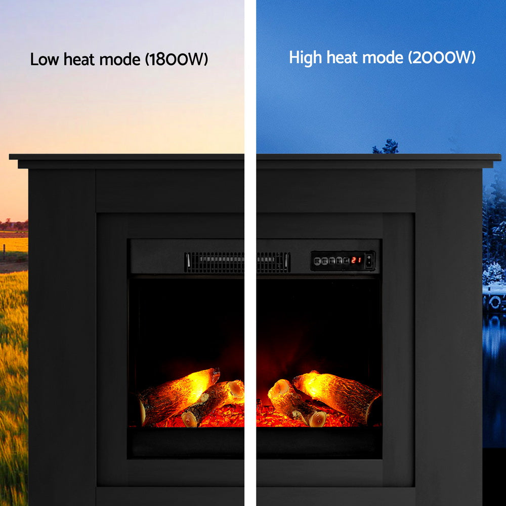 Winter Electric Fireplace Fire Heater 2000W Black
