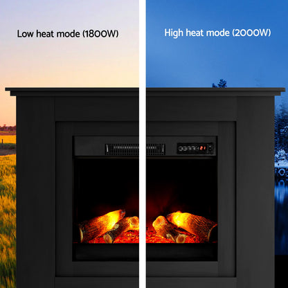 Winter Electric Fireplace Fire Heater 2000W Black