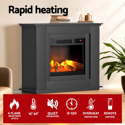Winter Electric Fireplace Fire Heater 2000W Black