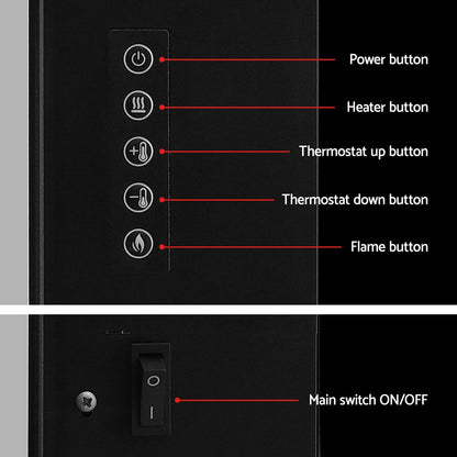 Electric Fireplace Fire Heater 2000W Black