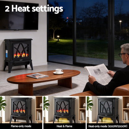 Electric Fireplace Heater Stove 2000W 3D Flame | HomeAndLiving