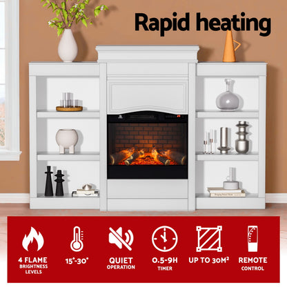 2000W Electric Fireplace Fire Heater White