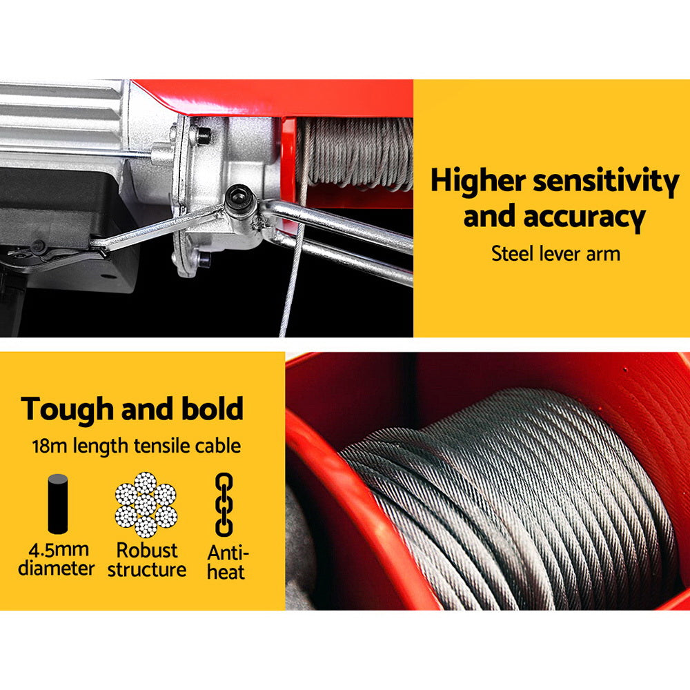 Electric Hoist Winch 300/600Kg Cable 18M Rope Tool Remote Chain Lifting