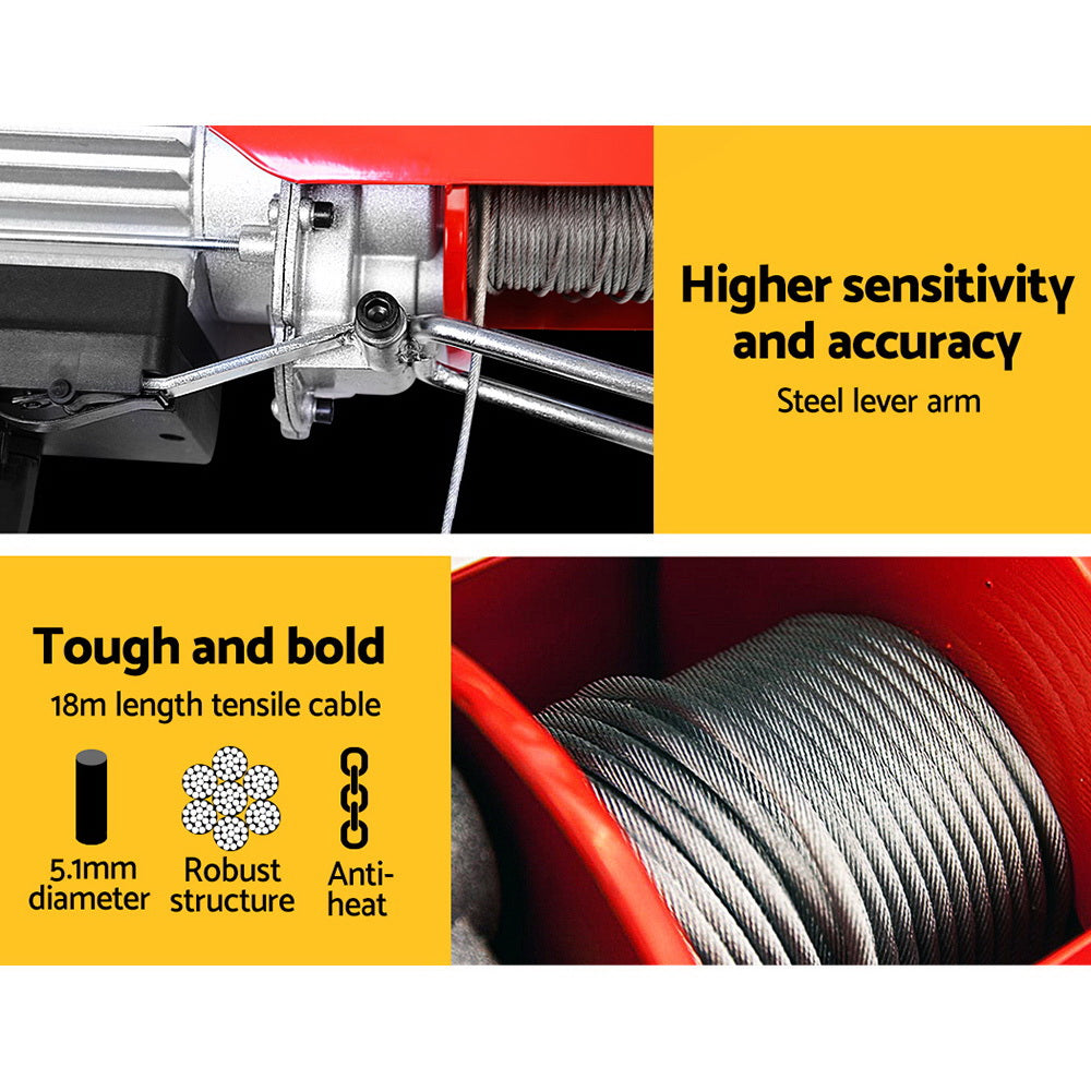 Electric Hoist Winch 400/800Kg Cable 20M Rope Tool Remote Chain Lifting
