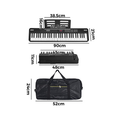 Foldable Electronic Keyboard 61 Keys 90x21x5.5cm