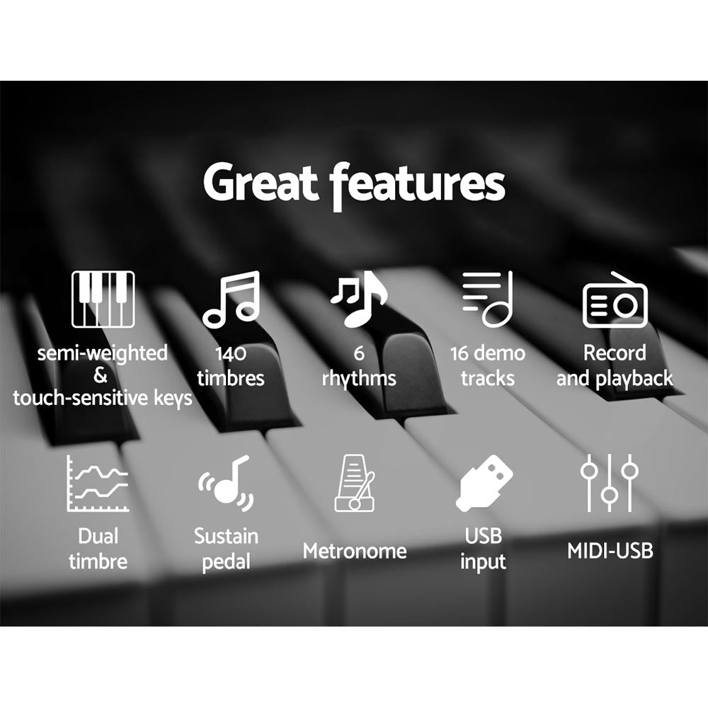 88-Key Digital Piano Keyboard - Electric with Stand & Sustain Pedal