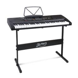 61 Keys Electronic Piano Keyboard Digital Electric W/ Stand Lighted Black