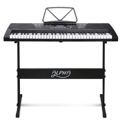 61 Keys Electronic Piano Keyboard Digital Electric W/ Stand Lighted Black