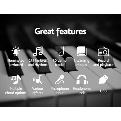 61 Keys Electronic Piano Keyboard Digital Electric w/ Stand Stool Lighted