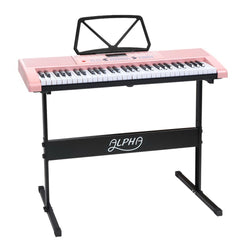 61 Keys Electronic Piano Keyboard Digital Electric W/ Stand Lighted Pink