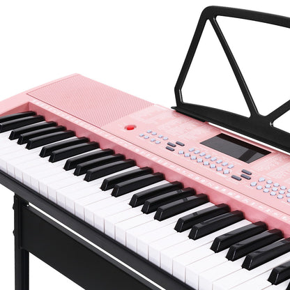 61 Keys Electronic Piano Keyboard Digital Electric W/ Stand Lighted Pink