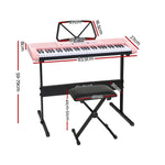 61 Keys Electronic Piano Keyboard Digital Electric w/ Stand Stool Pink