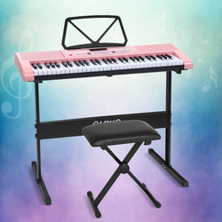 61 Keys Electronic Piano Keyboard Digital Electric w/ Stand Stool Pink