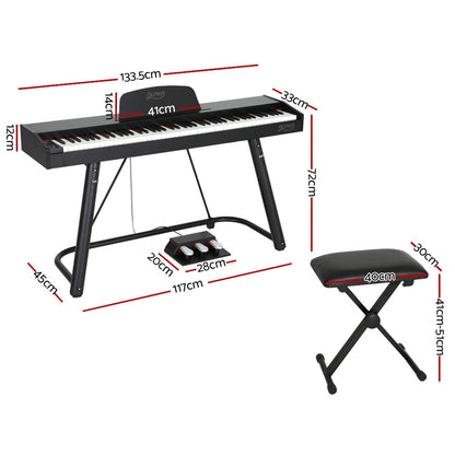 88 Keys Electronic Piano Keyboard Digital Electric w/ Stand Stool Weighted