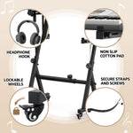 Heavy Duty Adjustable Piano Stand with Lockable Wheels Z-Stand Black