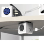 Powercube Extended Usb Powerboard 4-Outlets 2 Usb Ports Grey-White 1.5M