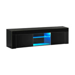 TV Cabinet Entertainment Unit Stand RGB LED Gloss Furniture 130cm Black