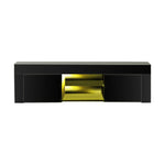 TV Cabinet Entertainment Unit Stand RGB LED Gloss Furniture 130cm Black