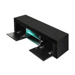 TV Cabinet Entertainment Unit Stand RGB LED Gloss Furniture 130cm Black