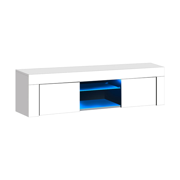  TV Stand Cabinet Entertainment Unit RGB LED Gloss 130cm White