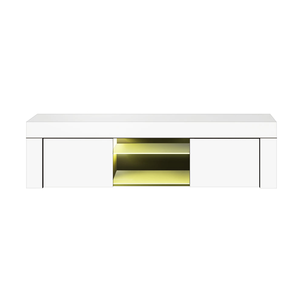 TV Stand Cabinet Entertainment Unit RGB LED Gloss 130cm White